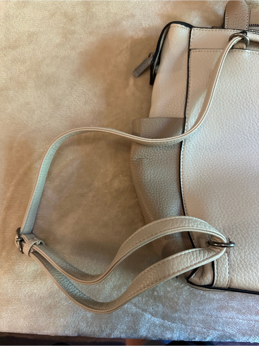 Wrangler Two-Tone Beige and Taupe Backpack Tote - Picture 5 of 9